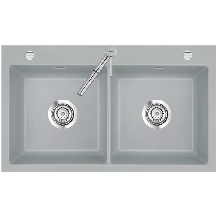 Systemceram Keradomo Mera Twin F Spüle für flächenbündigen Einbau mit Excenterbetätigung, inkl. Armaturbohrung