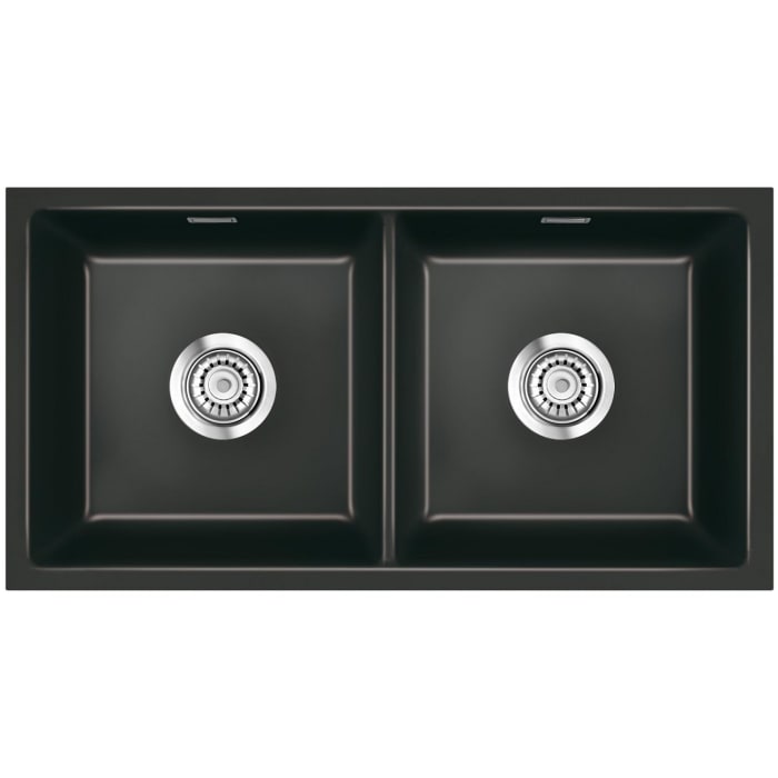 Systemceram Keradomo Mera Twin F/o Spüle für flächenbündigen Einbau mit Handbetätigung, ohne Hahnlochbohrung