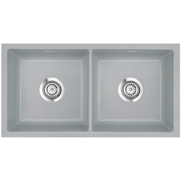 Systemceram Keradomo Mera Twin F/o Spüle für flächenbündigen Einbau mit Handbetätigung, ohne Hahnlochbohrung