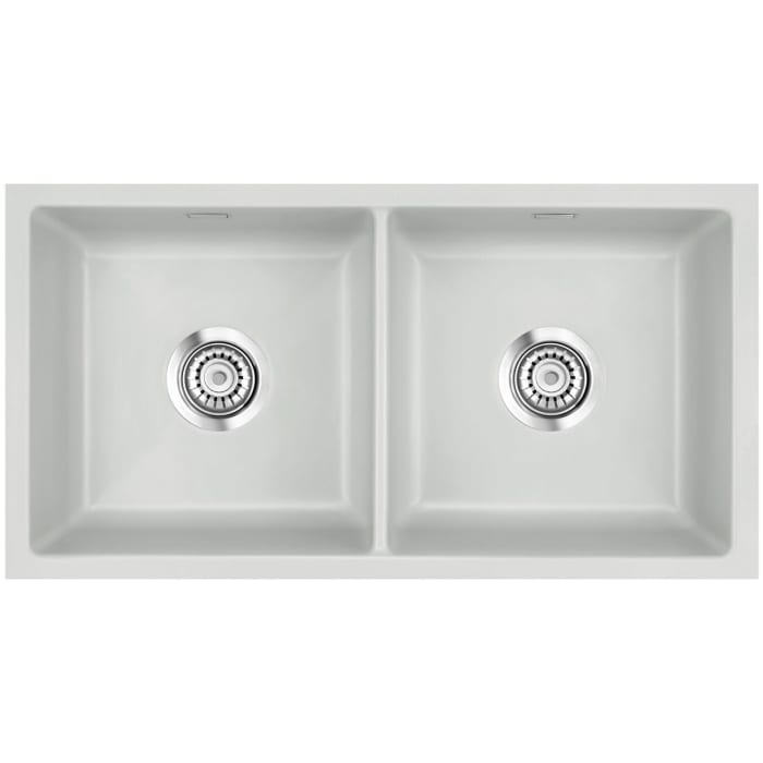 Systemceram Keradomo Mera Twin F/o Spüle für flächenbündigen Einbau mit Excenterbetätigung, ohne Hahnlochbohrung