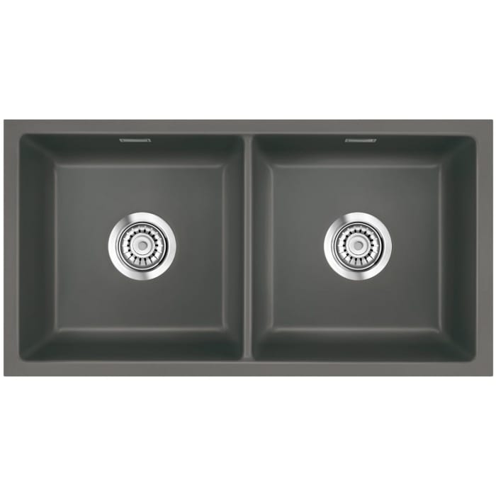 Systemceram Keradomo Mera Twin F/o Spüle für flächenbündigen Einbau mit Excenterbetätigung, ohne Hahnlochbohrung