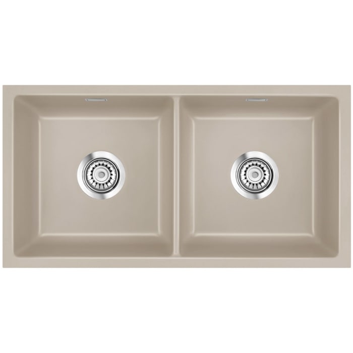 Systemceram Keradomo Mera Twin F/o Spüle für flächenbündigen Einbau mit Excenterbetätigung, ohne Hahnlochbohrung