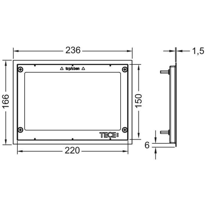 TECE WC-Abdeckrahmen für WC-Einbaurahmen