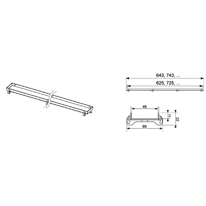 TECE TECEdrainline Fliesenmulde plate für Duschrinne gerade 150 cm