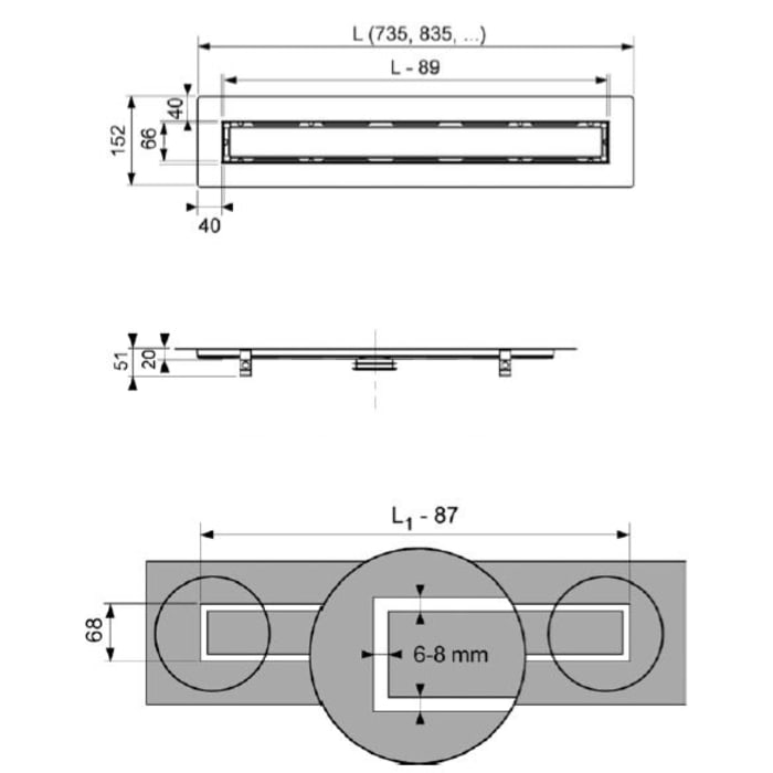 TECE TECEdrainline Duschrinne gerade für Naturstein 100 cm