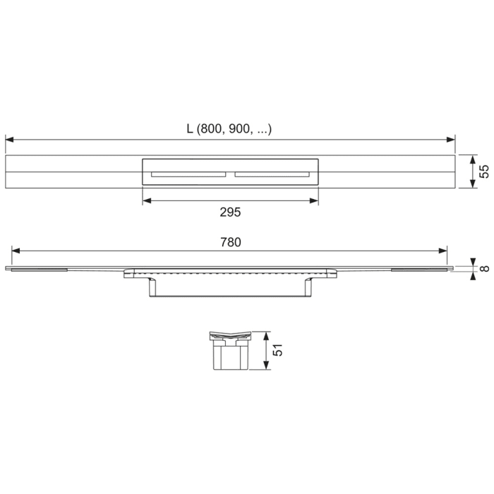 TECE TECEdrainprofile Duschprofil 90 cm