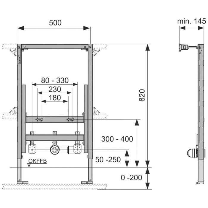 TECE TECEprofil Bidetmodul für wandhängendes Bidet 82 cm