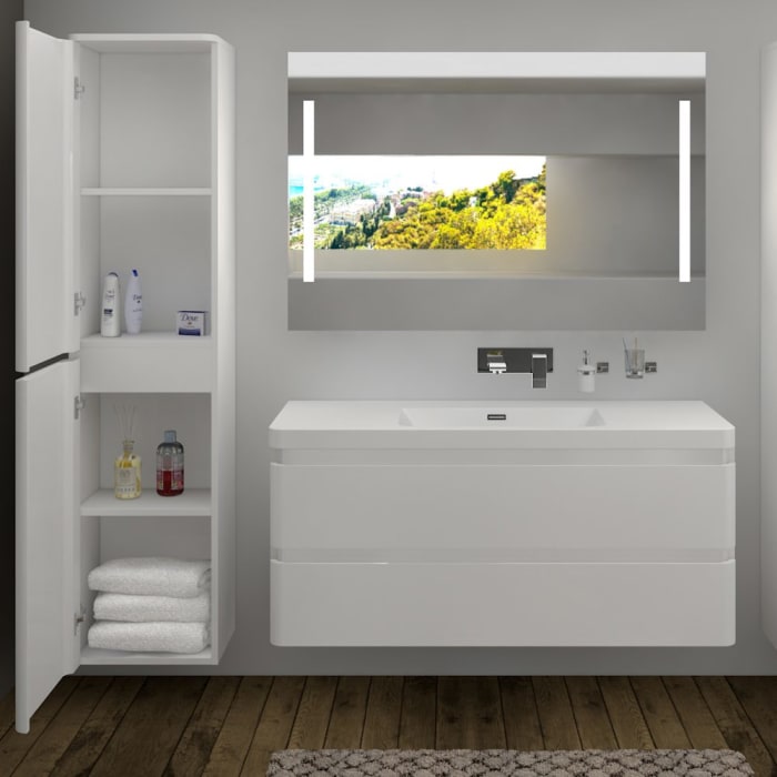 Treos Waschtischunterschrank inkl. Waschtisch 120 x 48 cm ohne Hahnloch