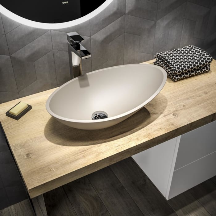 Treos Serie 715 Mineralguss Aufsatz-Waschbecken 56 x 32 cm