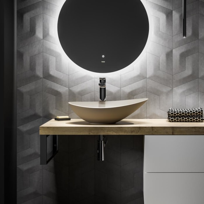 Treos Serie 715 Mineralguss Aufsatz-Waschbecken 56 x 32 cm