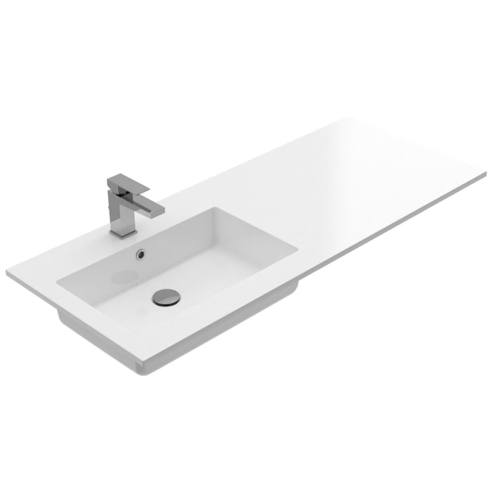 Treos Mineralguss Einbaubecken 120 X 50 cm, Ablage rechts