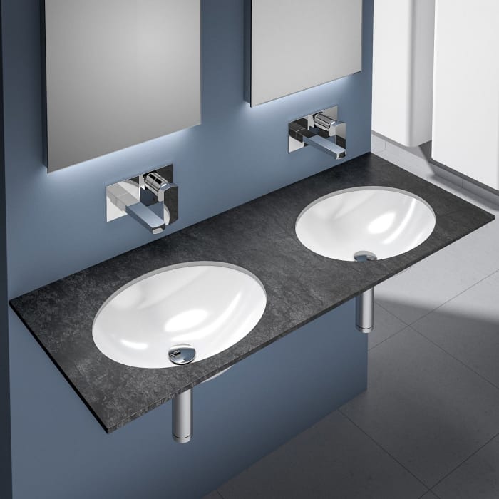 Treos Serie 750 Mineralguss Einbaubecken 50 x 36 cm