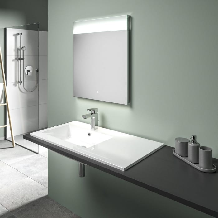 Treos Serie 750 Mineralguss Einbaubecken 90 x 50 cm, Ablage rechts