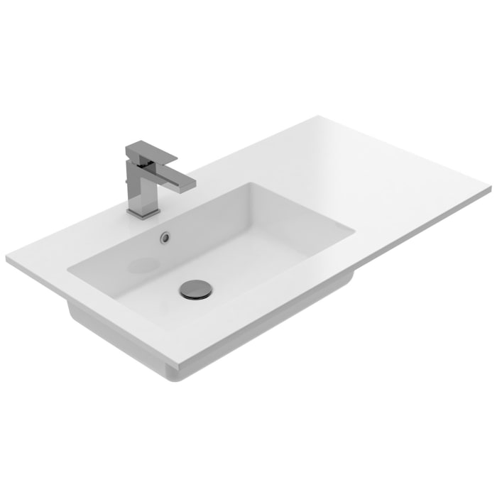 Treos Serie 750 Mineralguss Einbaubecken 90 x 50 cm, Ablage rechts