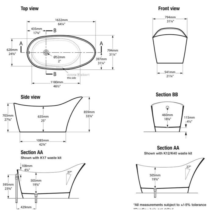 Victoria & Albert Amalfi freistehende Badewanne