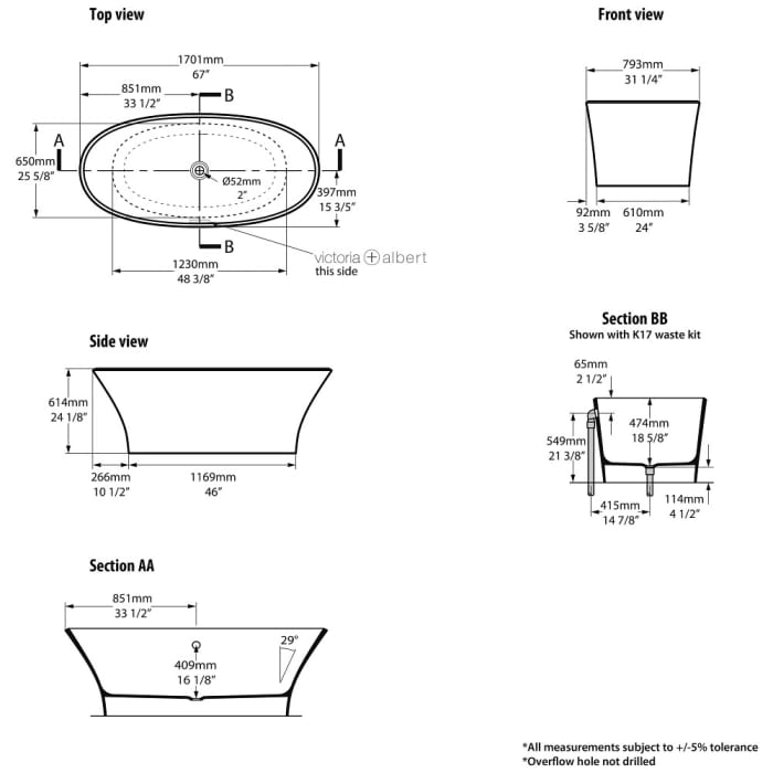 Victoria & Albert ionian freistehende Badewanne