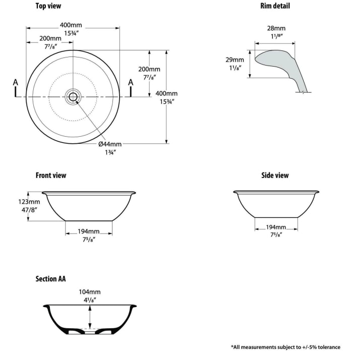 Victoria & Albert Drayton 40 Aufsatzwaschtisch