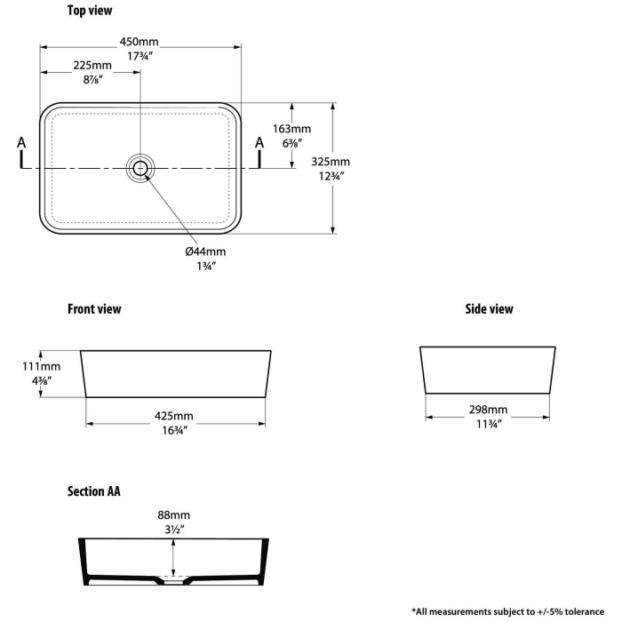 Victoria & Albert Edge 45 Aufsatzwaschtisch