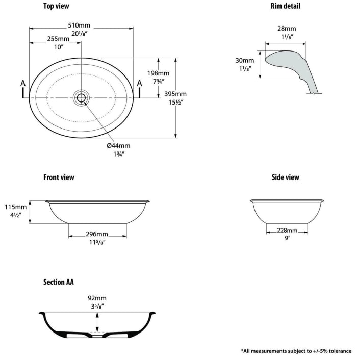 Victoria & Albert Radford 51 Aufsatzwaschtisch