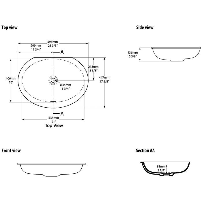 Victoria & Albert Kaali Einbau-Waschbecken, 60 cm