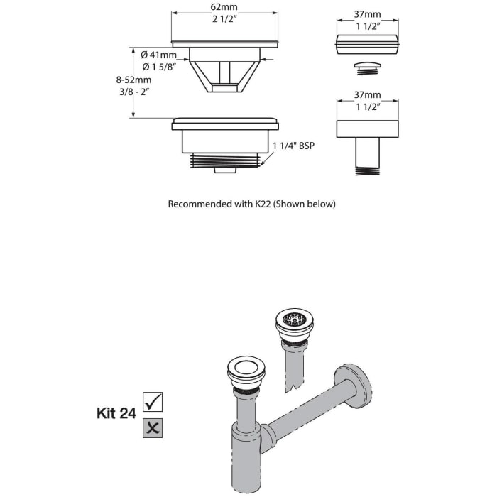Victoria & Albert Kit 24 Waschbecken-Ablauf mit Klappverschluss