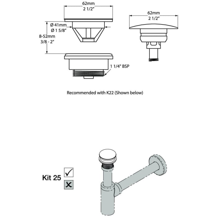 Victoria & Albert Kit 25 universeller Waschbeckenabfluss