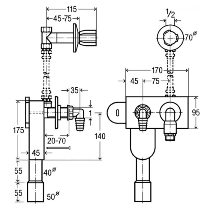 Viega Wand-UP-Geruchverschluss für Geräte mit integrierter Wasserversorgung