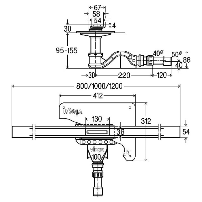 Viega Advantix Cleviva-Duschrinne mit Advantix-Einleger Visign C1, Modell 4981.10, 100 cm