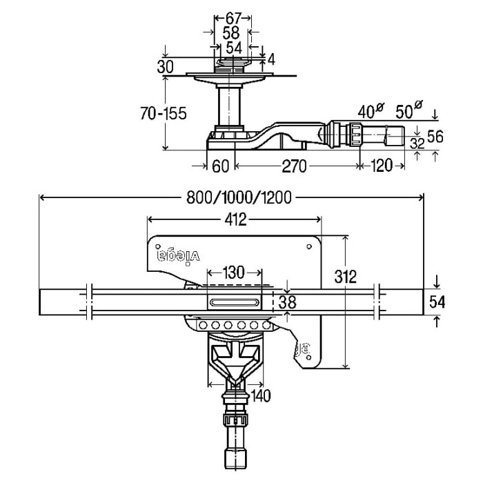 Viega Advantix Cleviva-Duschrinne mit Advantix-Einleger Visign C1, Modell 4981.11, 120 cm