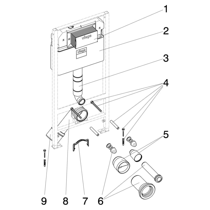 Viega Prevista Dry-WC-Element Objektvariante Modell 8524 Anschluss 112 x 49 cm