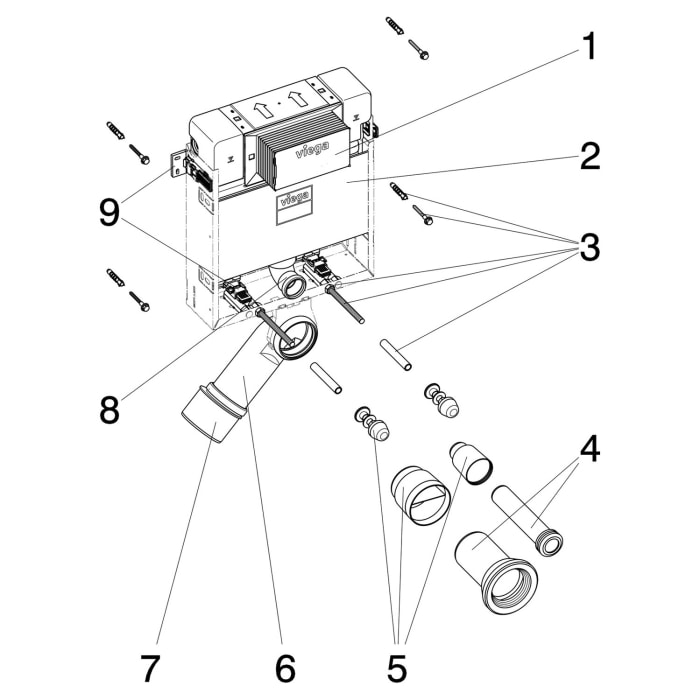 Viega Prevista Pure-WC-Block, 82 cm, Modell 8516