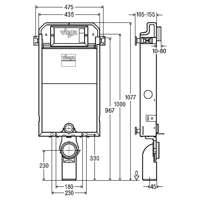 Viega Prevista Pure-WC-Block, 107,7 cm, Modell 8512