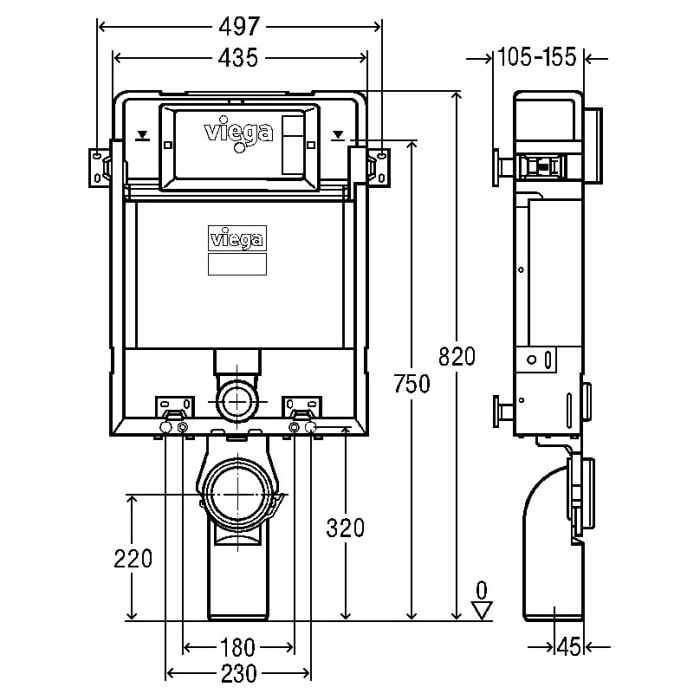 Viega Prevista Pure-WC-Block, 82 cm, Modell 8516