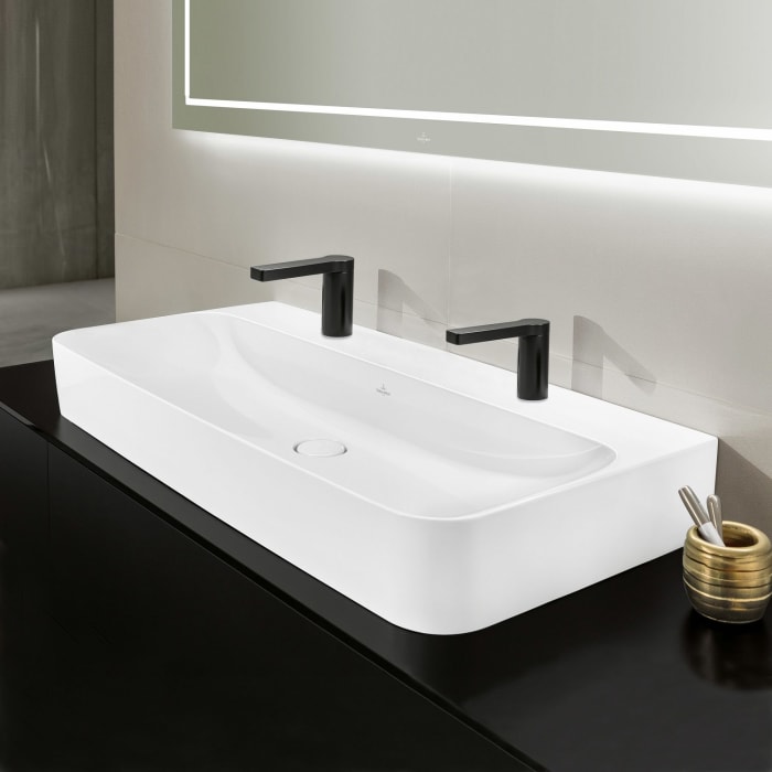 Villeroy & Boch Finion Aufsatzwaschtisch 100 cm mit 2 Hahnlöcher, ohne Überlauf und Unterseite geschliffen
