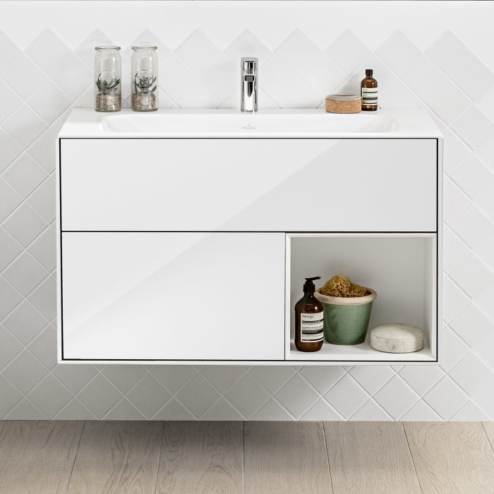 Villeroy & Boch Finion Waschtischunterschrank 99,6 cm mit Regalelement rechts, 2 Auszügen