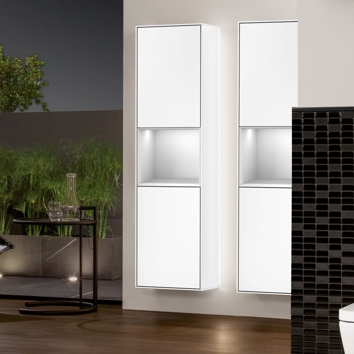 Villeroy & Boch Finion Hochschrank 151,6 cm mit Regalelement und Wandbeleuchtung, Anschlag links