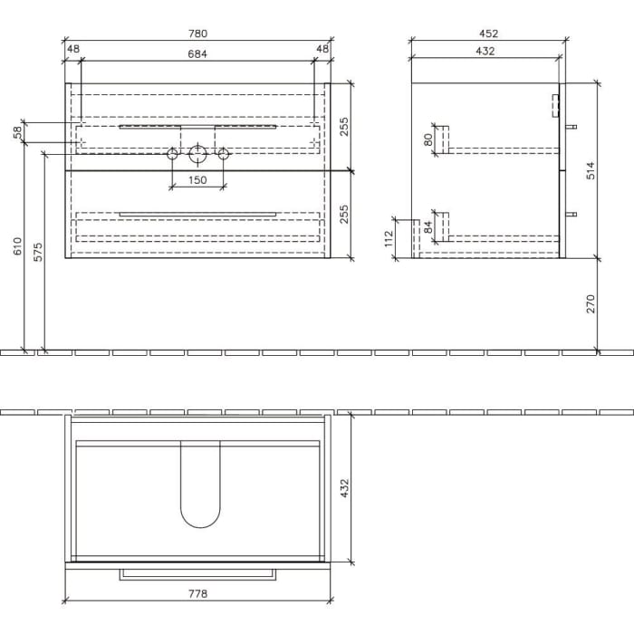 Villeroy & Boch Avento Waschtischunterschrank 78 x 48,4 x 51,4 cm