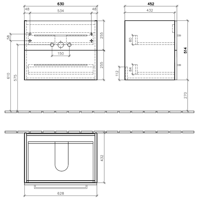 Villeroy & Boch Avento Waschtischunterschrank 63 x 48,4 x 51,4 cm