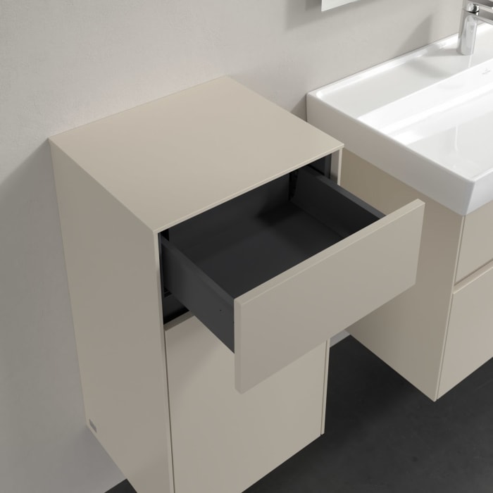 Villeroy & Boch Collaro Seitenschrank 40,4 x 74,8 cm mit 1 Auszug und 1 Tür, Anschlag links