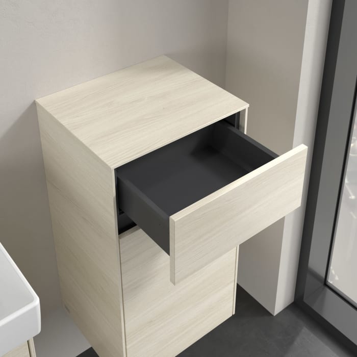 Villeroy & Boch Collaro Seitenschrank 40,4 x 74,8 cm mit 1 Auszug und 1 Tür, Anschlag rechts