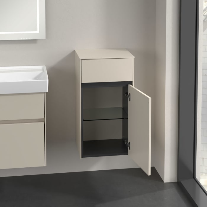 Villeroy & Boch Collaro Seitenschrank 40,4 x 74,8 cm mit 1 Auszug und 1 Tür, Anschlag rechts