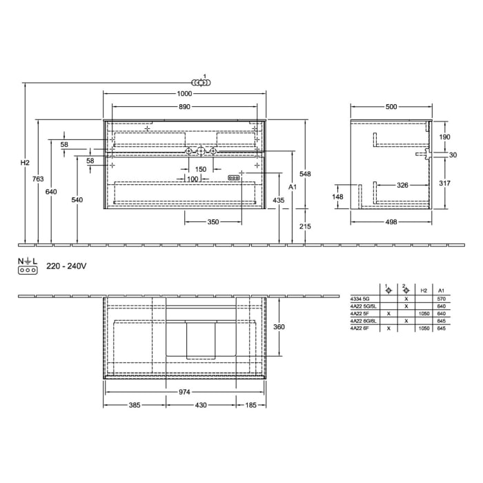 Villeroy & Boch Collaro Waschtischunterschrank 100 x 54,8 cm mit 2 Auszügen, für WT rechts