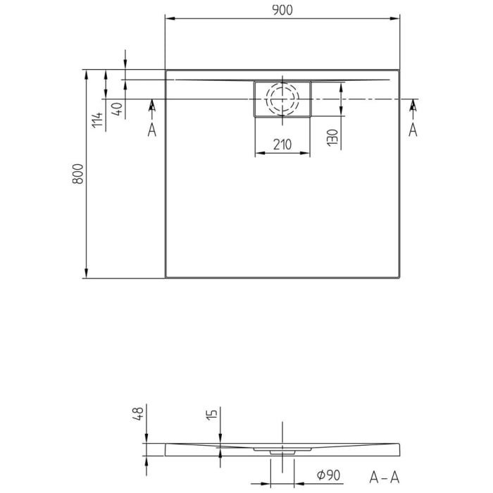 Villeroy & Boch Architectura Metalrim Duschwanne 90 x 80 x 4,8 cm