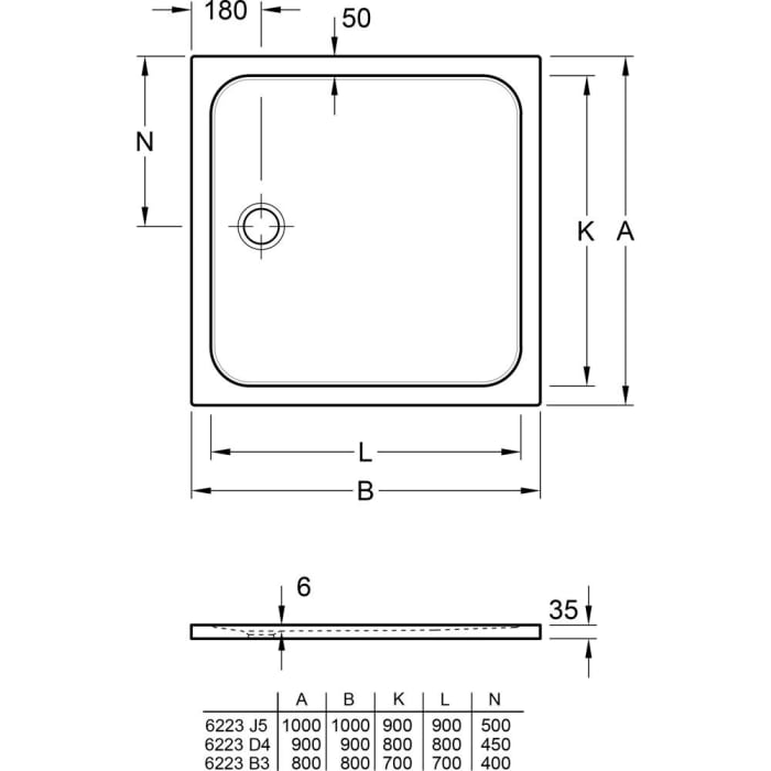 Villeroy & Boch Lifetime Plus Duschwanne 90 x 90 cm