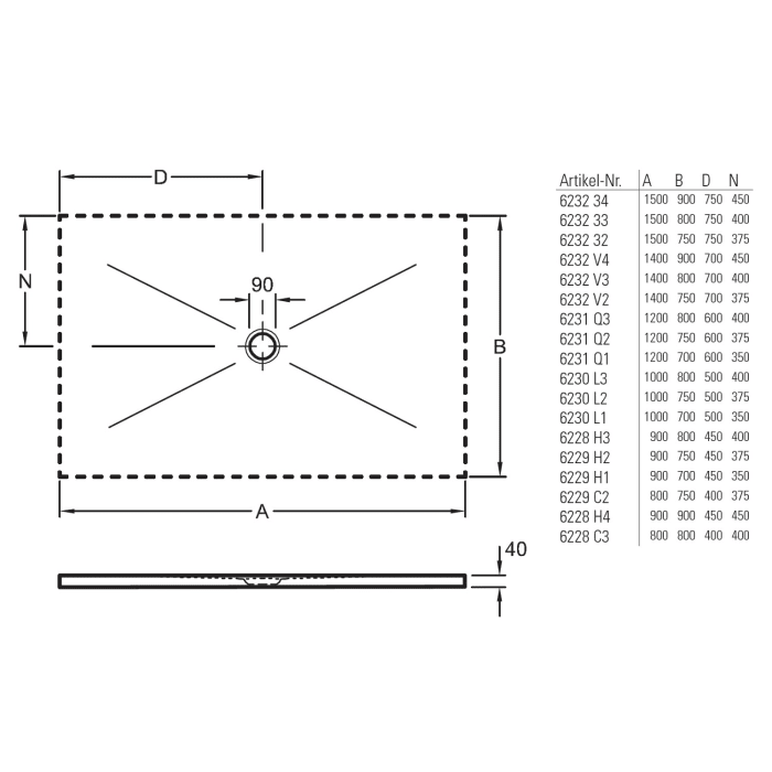 Villeroy & Boch Subway Infinity Duschwanne 90 x 80 cm für flächenbündigen Einbau