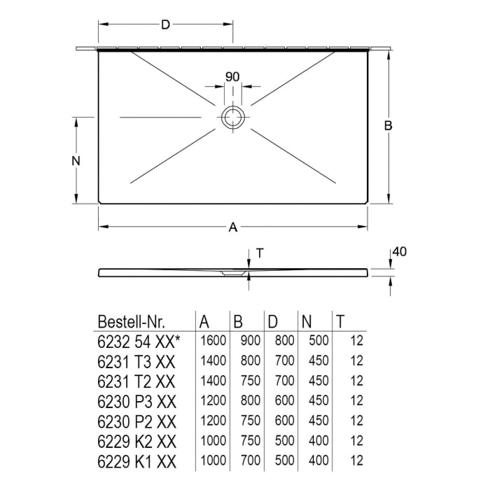 Villeroy & Boch Subway Infinity Duschwanne 100 x 75 cm mit langer Seite geschnitten