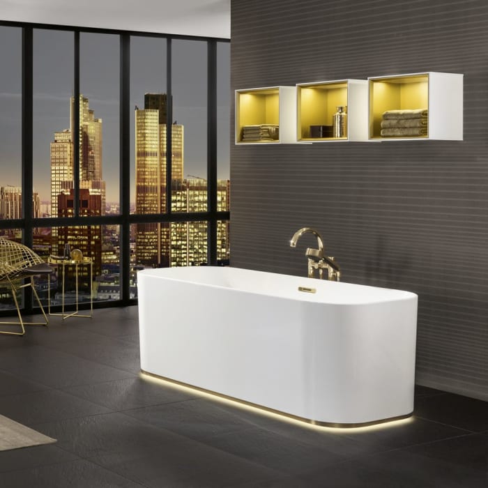 Villeroy & Boch Finion freistehende Badewanne 170 x 70 cm mit Design-Ring, Emotion-Funktion