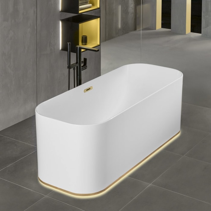 Villeroy & Boch Finion freistehende Badewanne 170 x 70 cm mit Design-Ring, Emotion-Funktion