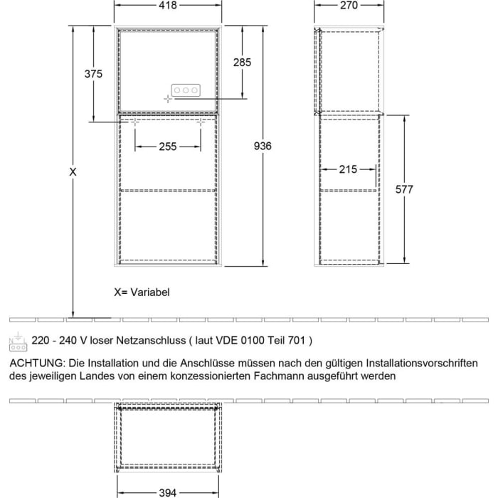 Villeroy & Boch Finion Seitenschrank 93,6 cm mit Regalelement oben, Anschlag links