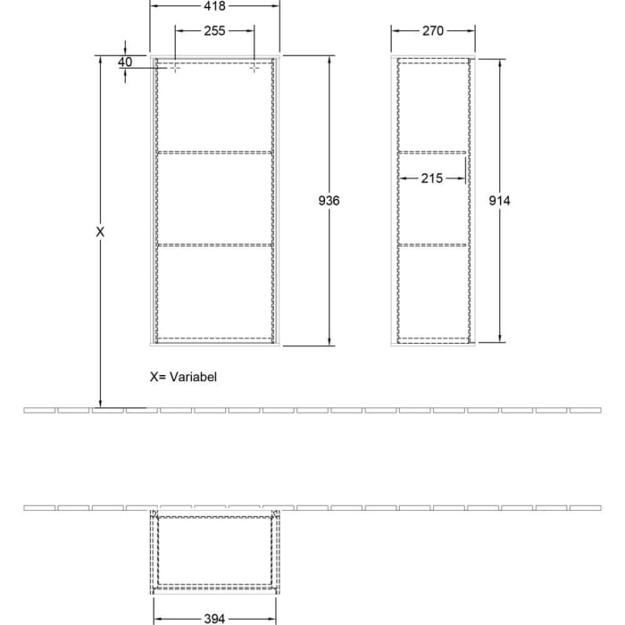Villeroy & Boch Finion Seitenschrank 93,6 cm Anschlag links